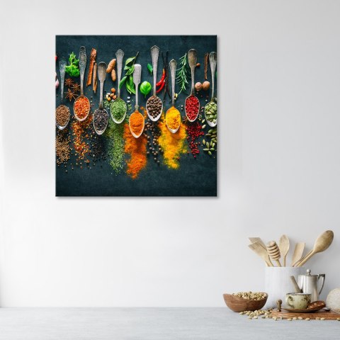 Obraz na płótnie, Zioła przyprawy do kuchni - 50x50