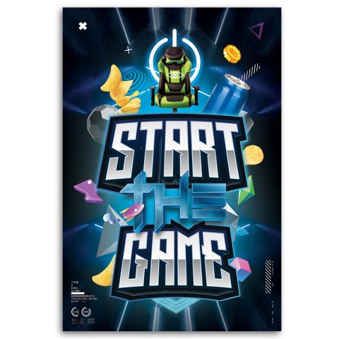 Obraz na płótnie, Napis start game dla graczy - 80x120