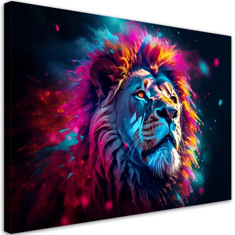 Obraz, Neon Lew Zwierzę Afryka - 120x80