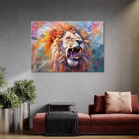 Obraz na płótnie, Groźny Lew Abstrakcja - 60x40