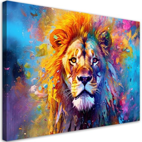 Obraz na płótnie, Kolorowa Abstrakcja Lew - 100x70