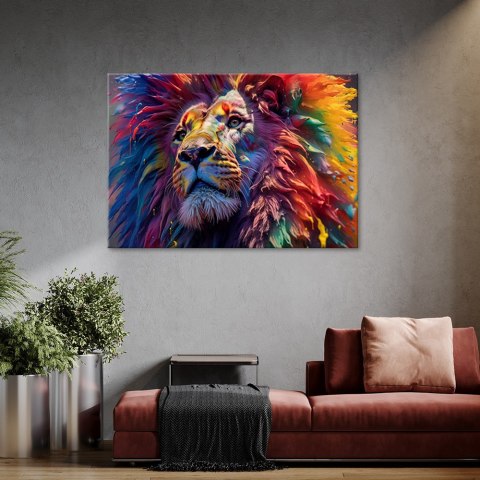 Obraz na płótnie, Neon Lew Afryka AI - 120x80