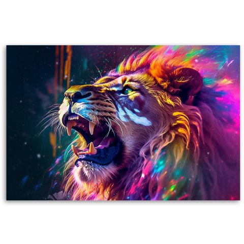 Obraz na płótnie, Ryk Lwa Neon Abstrakcja - 60x40