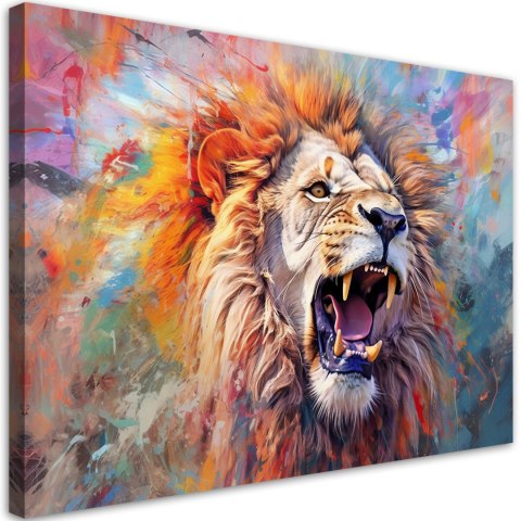Obraz na płótnie, Groźny Lew Abstrakcja - 90x60