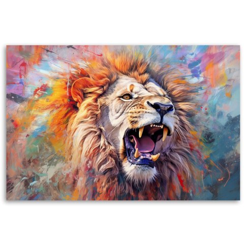 Obraz na płótnie, Groźny Lew Abstrakcja - 90x60