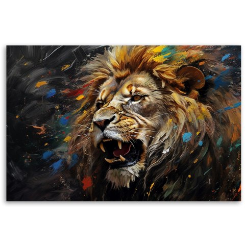 Obraz na płótnie, Lew na ciemnym tle - 60x40
