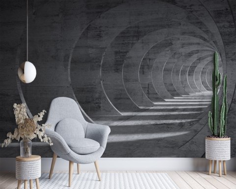 Fototapeta, Tunel szary 3D - 254x184