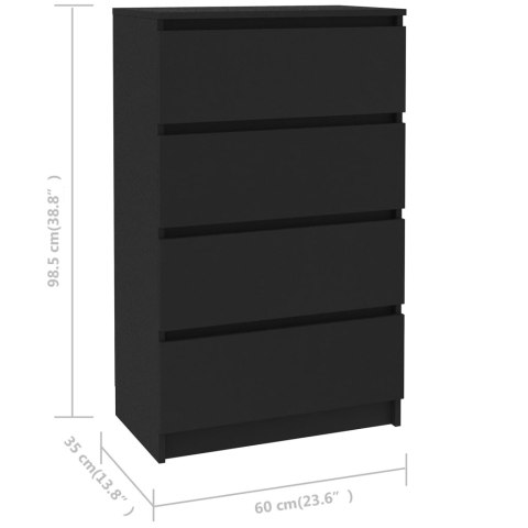 Komoda, czarna, 60x35x98,5 cm, materiał drewnopochodny
