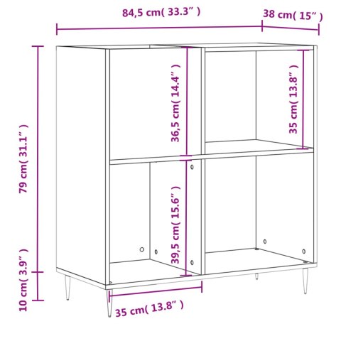 Szafka na płyty, biała, 84,5x38x89 cm, materiał drewnopochodny