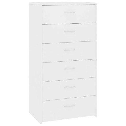 Komoda, 6 szuflad, biała, 50x34x96 cm, materiał drewnopochodny