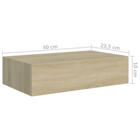 Półki ścienne z szufladą, 2 szt., dąb, 40x23,5x10 cm, MDF