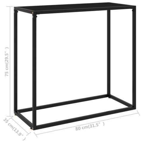 Stolik konsolowy, czarny, 80x35x75 cm, szkło hartowane