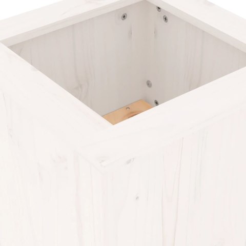 Ławka z donicami, biała, 184,5x39,5x56,5cm, lite drewno sosnowe
