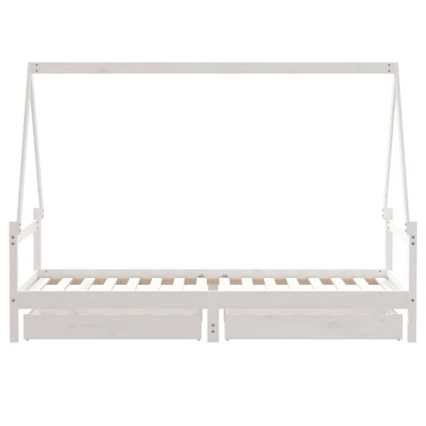 Rama łóżka dziecięcego z szufladami, biała, 80x200 cm, sosnowa