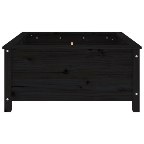 Donica ogrodowa, czarna, 82,5x82,5x39 cm, lite drewno sosnowe
