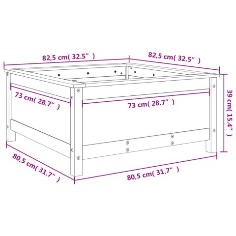 Donica ogrodowa, czarna, 82,5x82,5x39 cm, lite drewno sosnowe