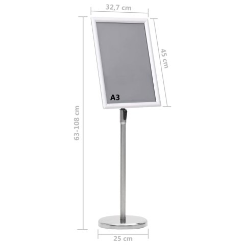 Stojak na plakat A3, srebrny, stop aluminium