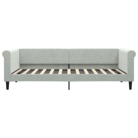 Sofa z materacem do spania, jasnoszara, 90x200 cm, aksamit