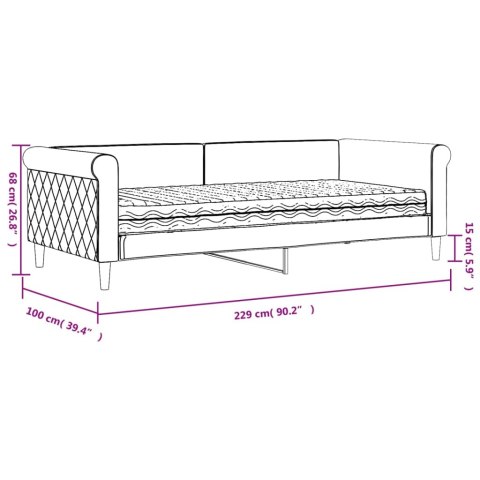 Sofa z materacem do spania, jasnoszara, 90x200 cm, aksamit