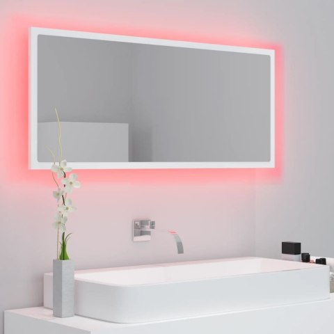 Lustro łazienkowe z LED, białe, 100x8,5x37 cm, akryl
