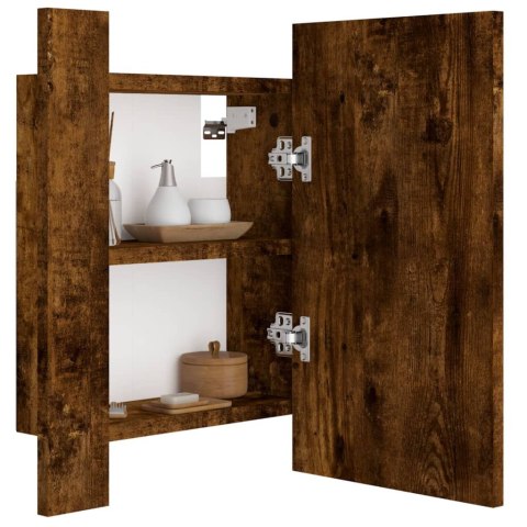 Szafka łazienkowa z lustrem i LED, przydymiony dąb, 40x12x45 cm