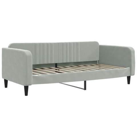 Sofa z materacem do spania, jasnoszara, 90x200 cm, aksamit