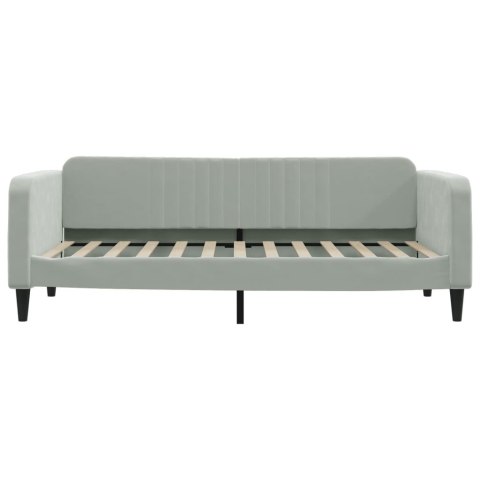 Sofa z materacem do spania, jasnoszara, 90x200 cm, aksamit