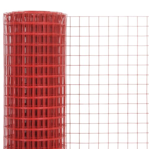 Ogrodzenie z siatki, stal i PVC, 10x1,5 m, czerwone