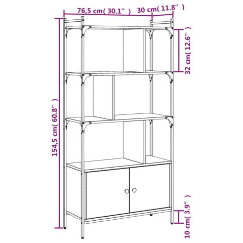 Biblioteczka z drzwiczkami, przydymiony dąb, 76,5x30x154,5 cm