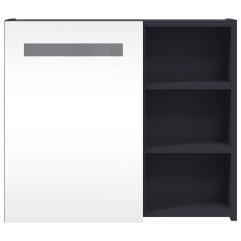 Szafka łazienkowa z lustrem i LED, szara, 60x13x52 cm