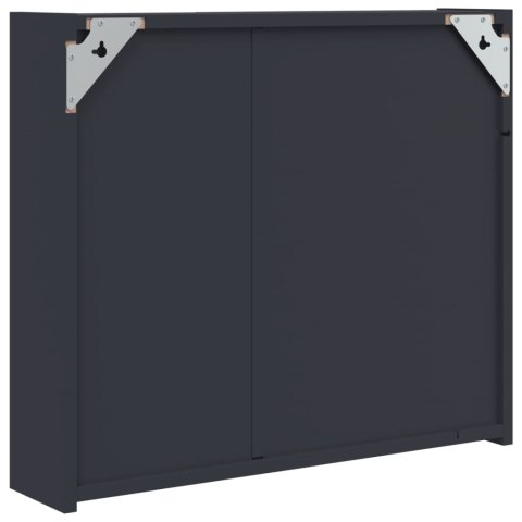 Szafka łazienkowa z lustrem i LED, szara, 60x13x52 cm