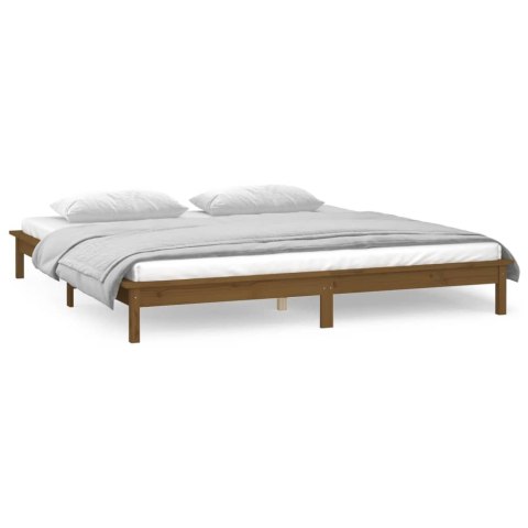 Rama łóżka z LED, miodowy brąz 120x190 cm podwójna, lite drewno