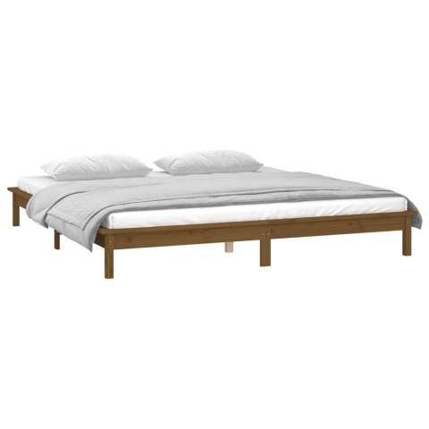 Rama łóżka z LED, miodowy brąz 120x190 cm podwójna, lite drewno