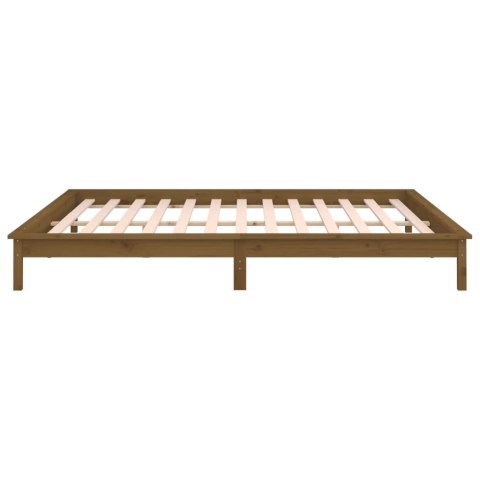 Rama łóżka z LED, miodowy brąz 120x190 cm podwójna, lite drewno