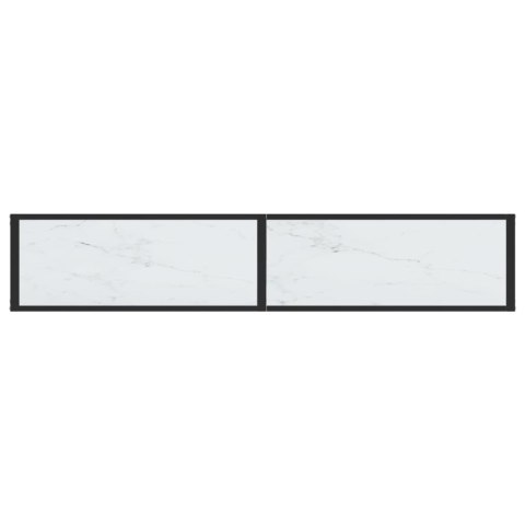 Konsola, biały marmur, 180x35x75,5 cm, szkło hartowane