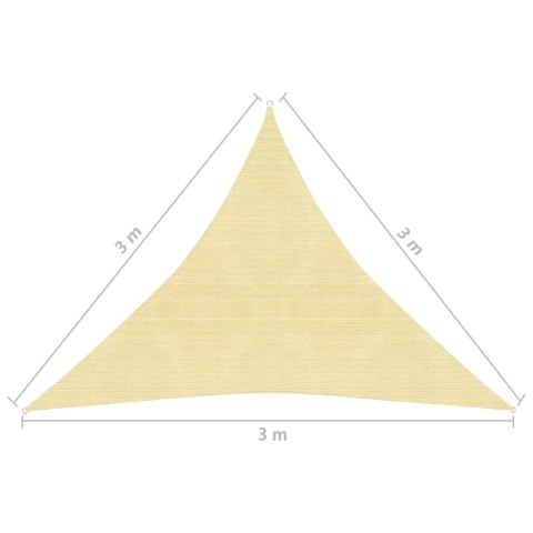 Żagiel przeciwsłoneczny, 160 g/m², beżowy, 3x3x3 m, HDPE
