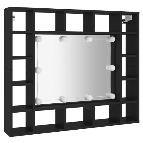 Szafka z lustrem i oświetleniem LED, czarna, 91x15x76,5 cm