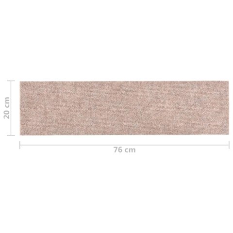 Samoprzylepne nakładki na schody, 15 szt., 76x20 cm, jasny brąz