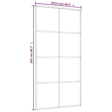 Drzwi przesuwne, szkło ESG i aluminium, 102,5x205 cm, białe