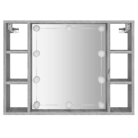 Szafka z lustrem i LED, szary dąb sonoma, 76x15x55 cm