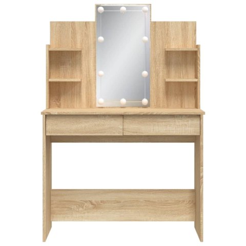 Toaletka z oświetleniem LED, dąb sonoma, 96x40x142 cm