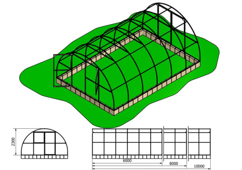 Szklarnia Primus 4x6m 24m2 H=230cm poliwęglan 6mm