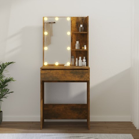 Toaletka z LED, przydymiony dąb, 60x40x140 cm