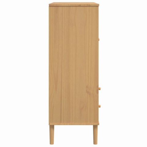 Szafka SENJA, imitacja rattanu, brązowa, 90x40x112 cm, sosnowa