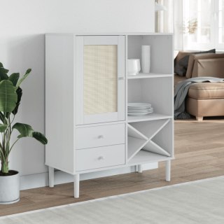 Szafka SENJA, imitacja rattanu, biała, 90x40x112 cm, sosnowa