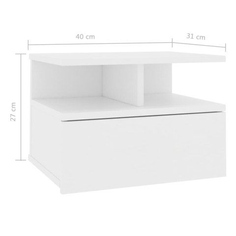 Wisząca szafka nocna, biała 40x31x27 cm materiał drewnopochodny