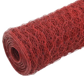 Ogrodzenie z siatki, stal i PVC, 25x1 m, czerwone