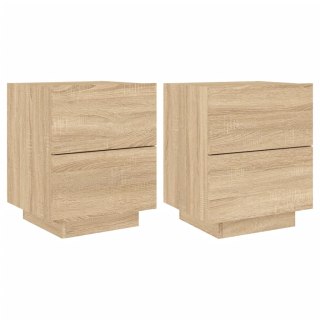 Szafki nocne z LED, 2 szt., dąb sonoma, materiał drewnopochodny