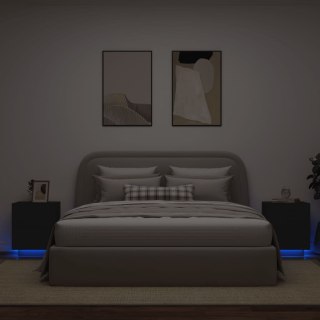 Szafki nocne z LED, 2 szt., czarne, materiał drewnopochodny