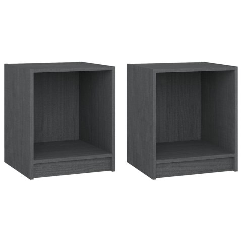 Szafki nocne, 2 szt., szare, 35,5x33,5x41,5 cm, drewno sosnowe